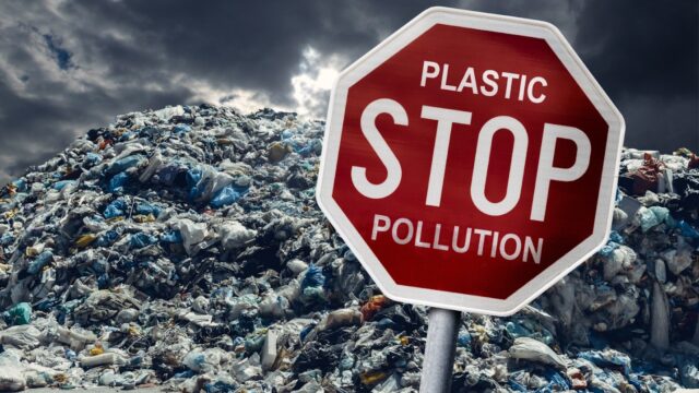Plastics piled at a dumpsite 